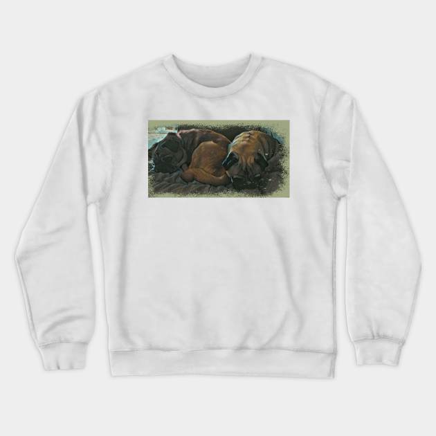 Pug Dog Friends Crewneck Sweatshirt by allaboutpugdogs 